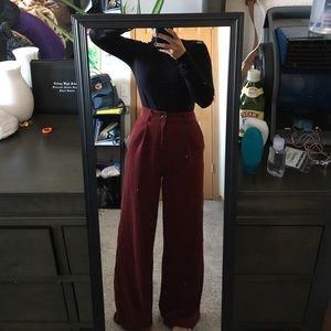 Red wide boot leg pants